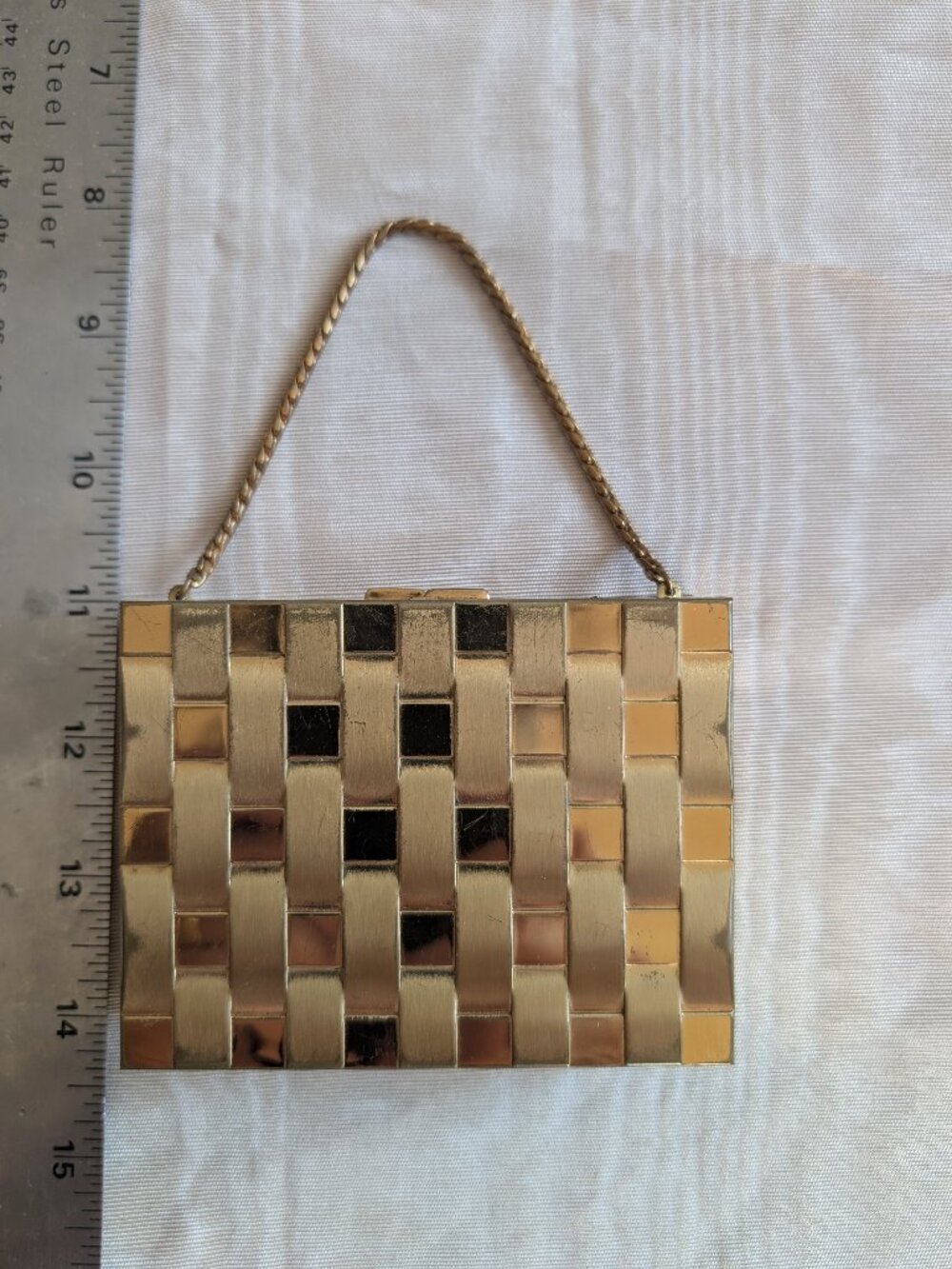 Gold Miniaudiere VTG 1950's. Basket weave design.